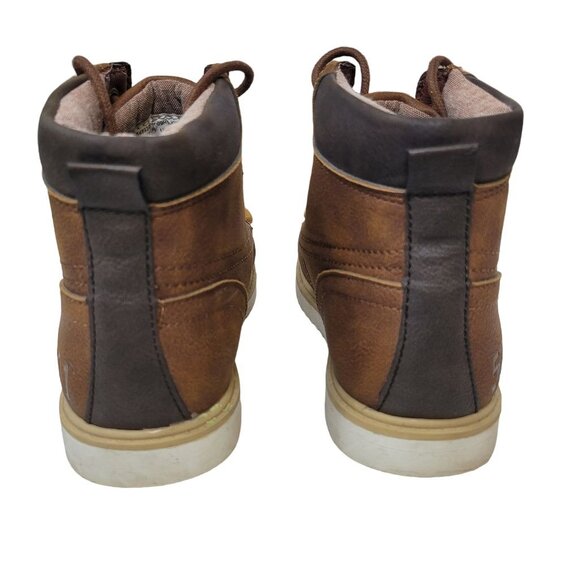 Levis Kids Brown Faux Leather High-Top Boots US 2 EUR 34 UK 1.5 With Synthetic U - Picture 7 of 11